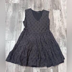 Zara Lave Black A-Line Large Sleeveless Dress Bohemian V-Neck